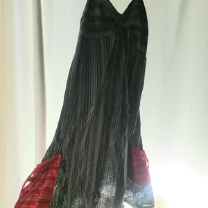 100% striped cotton boho dress